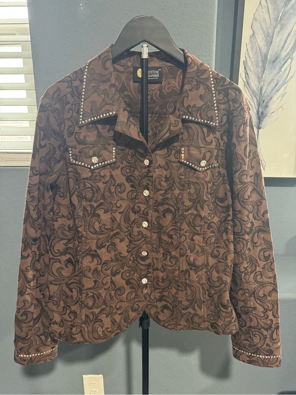 Vintage Christine Alexander Brown Rhinestone Jacket